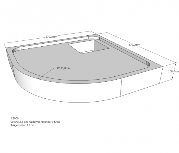 Neuesbad Wannenträger für Kaldewei Arrondo 90x90x2,5 Viertelkreis