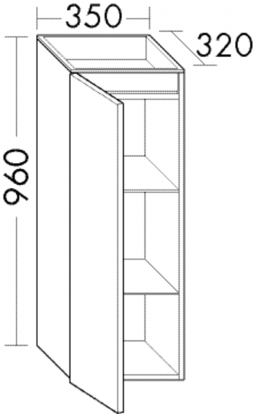 Burgbad Halbh. Schrank Fiumo 960x350x320 Weiß Matt, UHEH035RF3956