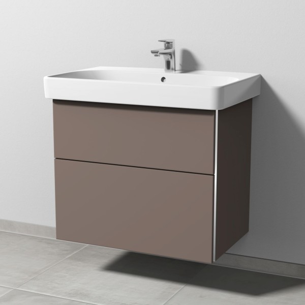 Sanipa 3way Waschtischunterbau zu Geberit Smyle Square Waschtisch mit 2 Auszügen, Taupe-Matt