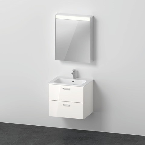 Duravit XBase Möbelwaschtisch mit Waschtischunterbau und Spiegelschrank 630x490x2000 mm - XB0075R454