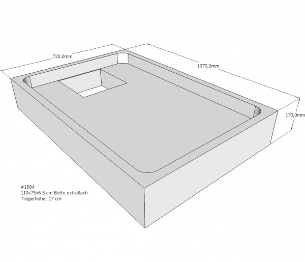 Neuesbad Wannenträger für Bette extraflach 110x75x6,5