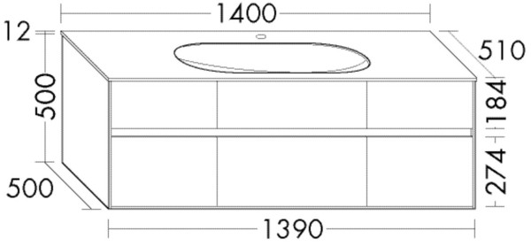 Burgbad Glas Waschtisch-Set rc40 Eiche Weiß/Schwarz Hochglanz, SGAT160F4612A0074