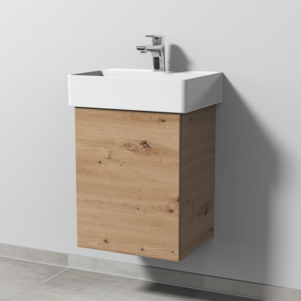 Sanipa 3way Waschtischunterbau zu Duravit Dura Square Waschtisch mit 1 Tür, Eiche Natural-Touch