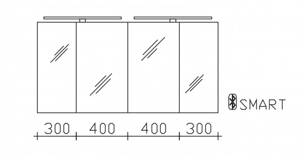 Pelipal Serie 25 Pelipal Spiegelschrank SDAES5014-I, B:1400, H:703, T:170mm