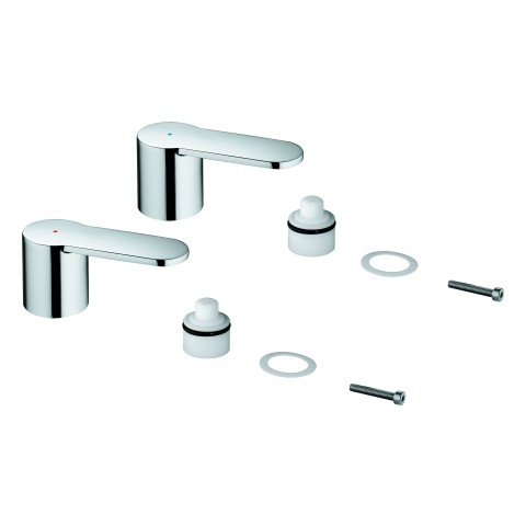 GROHE Griffpaar 48309 Mark. blau/rot für Eurostyle C 3-Loch WT-Batterie chrom, 48309000