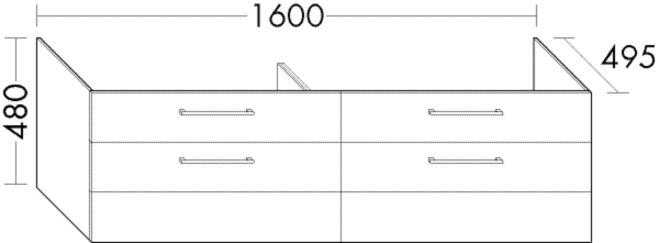 Burgbad Waschtischunterschrank Crono HGL 480x1600x495 Eiche Weiß, SEVL160F3708