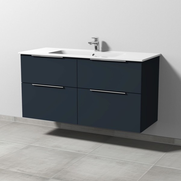 Sanipa 3way Waschtischunterbau zu Duravit ME by Starck Waschtisch mit 4 Auszügen, Marine-Matt