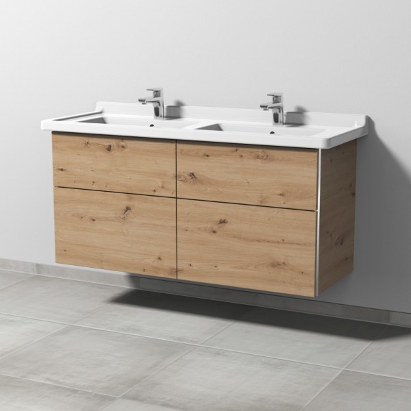 Sanipa 3way Waschtischunterbau zu Duravit Starck 3 Waschtisch mit 4 Auszügen, Eiche Natural-Touch