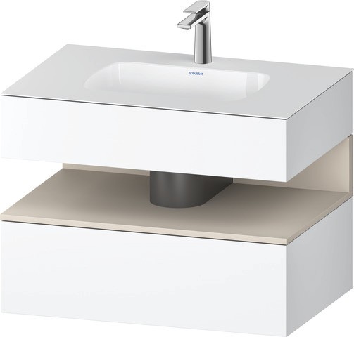 Duravit Qatego Einbauwaschtisch mit Konsolenwaschtischunterbau Taupe & Weiß Matt & Supermatt 800x550