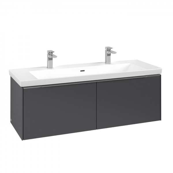 Villeroy & Boch Subway 3.0 Waschbeckenunterschrank, 2 Auszüge, 1272 x 432 x 462 mm, Graphite / Graph