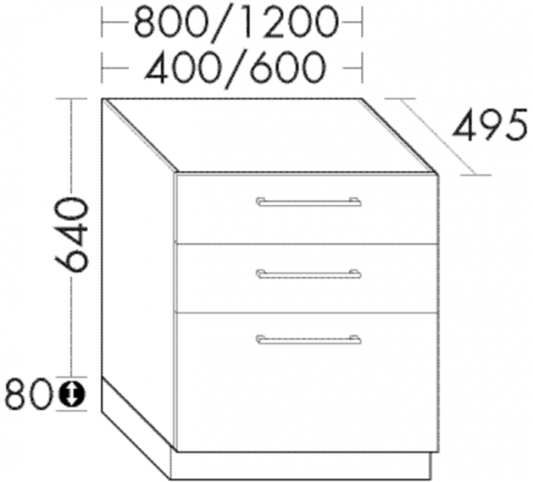 Burgbad Unterschrank Crono HGL 720x400x495 Eiche Natur, SEVM040F1806