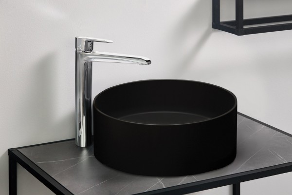 Neuesbad Serie 600 Mineralguss Waschtisch, Oberfläche: schwarz matt, D: 360mm