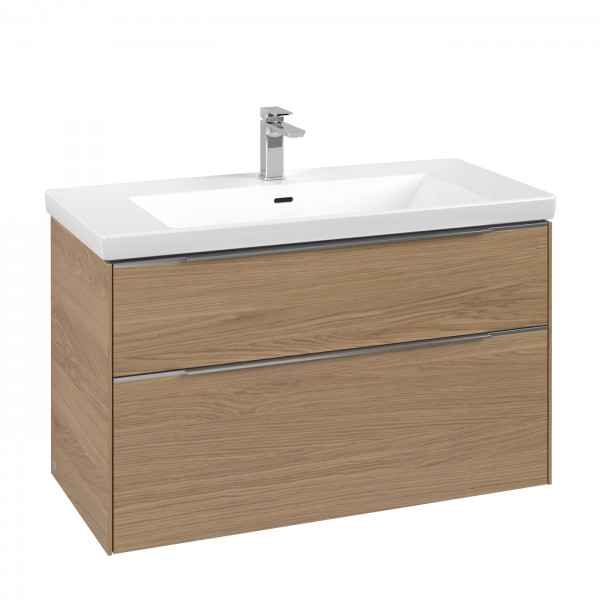 Villeroy & Boch Subway 3.0 Waschbeckenunterschrank, 2 Auszüge, 973 x 579 x 462 mm, Nordic Oak / Nord