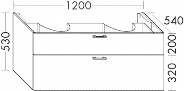 Burgbad Waschtischunterschrank Sys30 PG1 Aqua 520x1200x540 Eiche Dekor Flanelle, WVIF120F2239