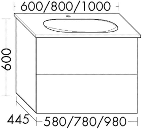 Burgbad Waschtischunterschrank Essence PG1 600x980x445 Eiche Dekor Flanelle, WWIK09TF3874