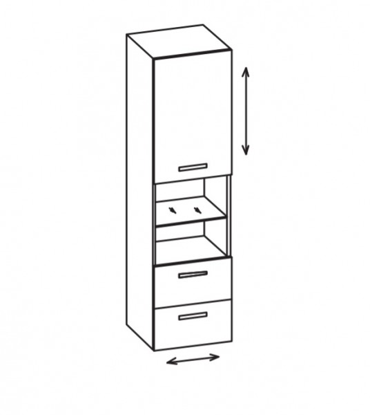 Artiqua 400 Variabler Midischrank, Weiß Glanz, 400-MVL-2-44-R-7050-68