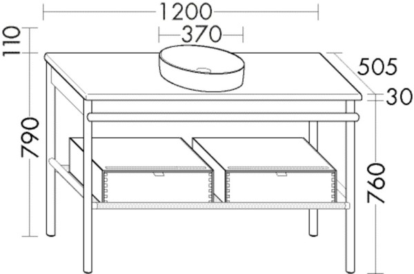 Burgbad WT+Waschtischunterschrank Mya Eiche Schwarz/Weiß Velvet, SFKH120F3192C0037