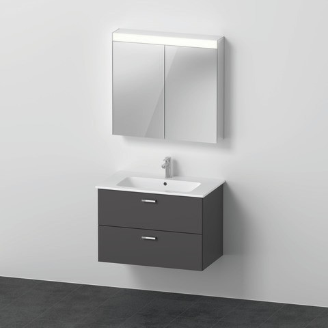 Duravit XBase Möbelwaschtisch mit Waschtischunterbau und Spiegelschrank 830x490x2000 mm - XB00760494