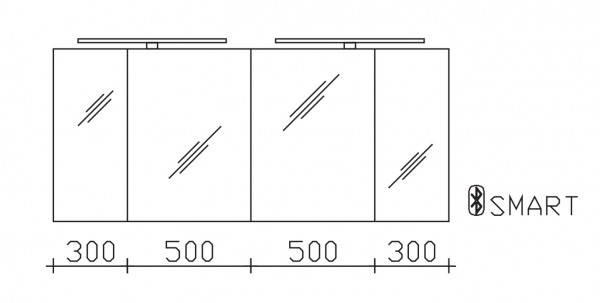 Pelipal Serie 25 Pelipal Spiegelschrank SDAES5016-I, B:1600, H:703, T:170mm