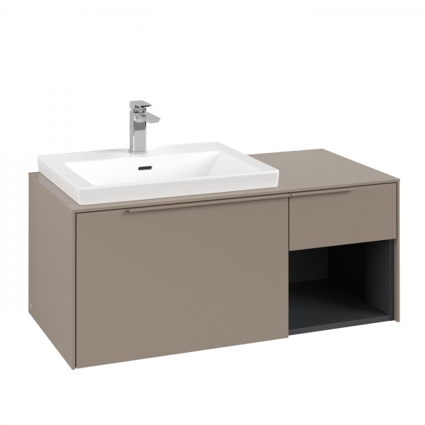 Villeroy & Boch Subway 3.0 Waschbeckenunterschrank, 2 Auszüge, 1001 x 423 x 500 mm, Taupe / Taupe