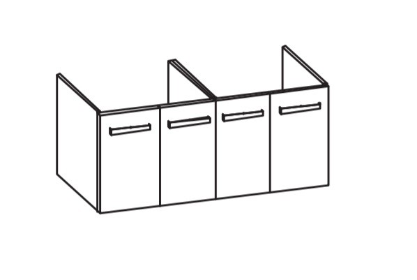 Artiqua 412 Waschtischunterschrank für Softmood T0067, Graphit Struktur quer, 412-WU4T-I65-7070-401