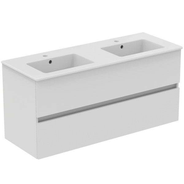 Ideal Standard Möbelpaket Eurovit+ m.WT 121cm Weiss u.Schrank 120cm 2Ausz. Hgl.weiss lackiert, R0576