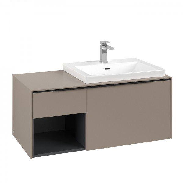 Villeroy & Boch Subway 3.0 Waschbeckenunterschrank, 2 Auszüge, 1001 x 423 x 500 mm, Taupe / Taupe