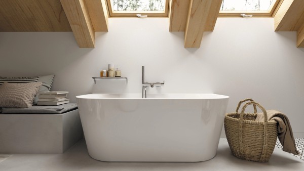 Neuesbad Serie 600 freistehende Badewanne, Material: Acryl, Vorwandversion, 1600x750x580mm