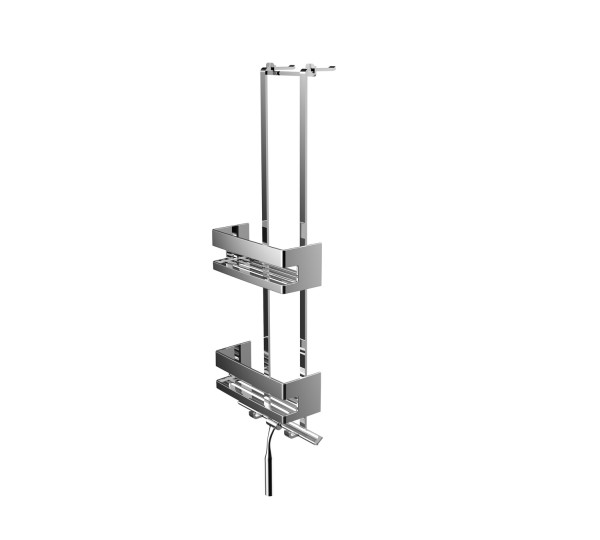 emco system 2 Türetagere mit 2 verschiebbaren Wandkörben und mit 2 Haken, Duschwischer, chrom, 35450