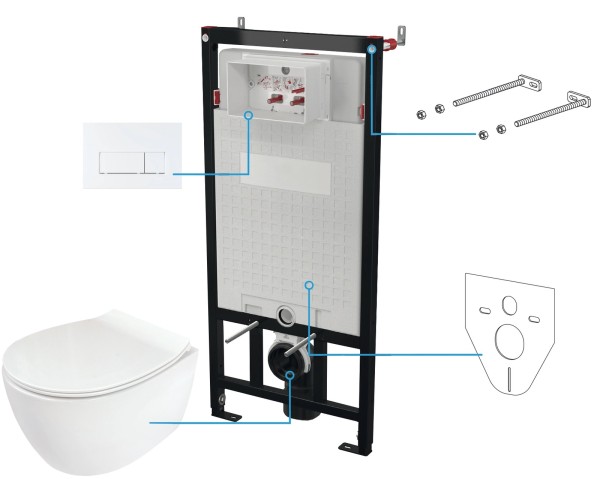 Neuesbad Serie 600 Wand-WC Set inkluisve Sitz + Spülkasten inklusive Betätigungsplatte weiss