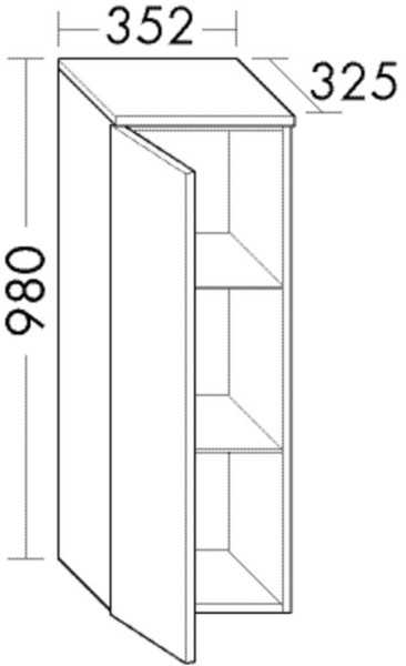 Burgbad Halbhochschrank Badu 980x352x325 Eiche Dekor Silber, UHDZ035RF6031