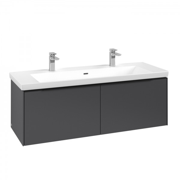 Villeroy & Boch Subway 3.0 Waschbeckenunterschrank, 2 Auszüge, 1272 x 432 x 462 mm, Graphite / Graph