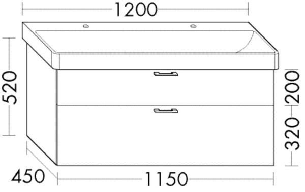 Burgbad Waschtischunterschrank Sys30 PG1 Aqua 520x1150x450 Frassino Dekor Cappuccino, WVGB115F3160