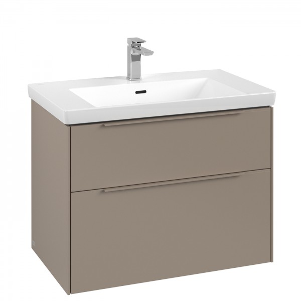 Villeroy & Boch Subway 3.0 Waschbeckenunterschrank, 2 Auszüge, 772 x 579 x 462 mm, Taupe / Taupe