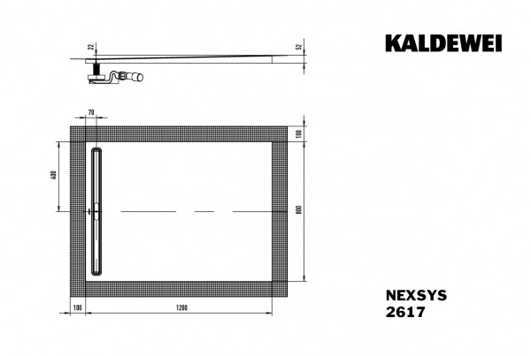 Kaldewei Duschwanne NEXSYS Mod.2617, 800x1200, schwarz matt 100,Secure Plus