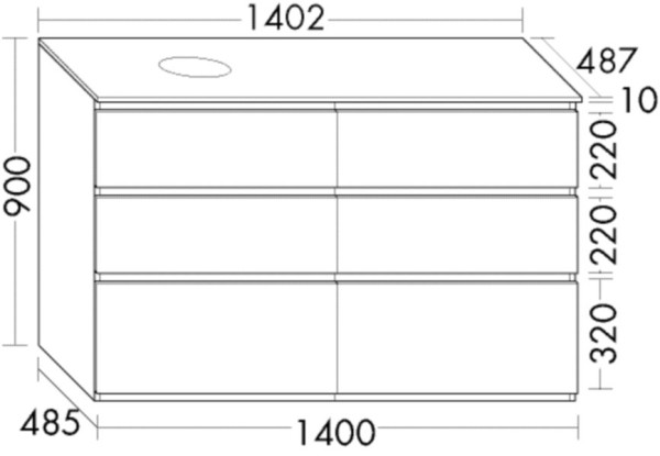 Burgbad Waschtischunterschrank Lin20 Acryl/Lack Matt 900x1402x487 Grau Matt, SGIG140RF5380