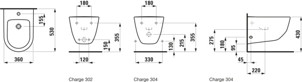 Laufen Wandbidet PRO 530x360 1 Hl. 2 seitl. Löcher f. Wasserans schwa matt, H8309527163041