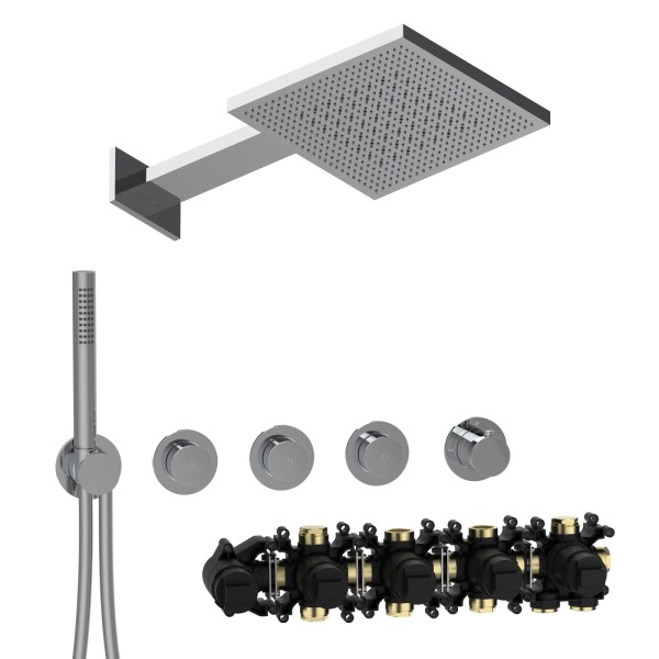 Herzbach MODUL7 PUSH-Thermostat-Set P-TF2 TWIN FLOW Chrom, 70.703723.1.01