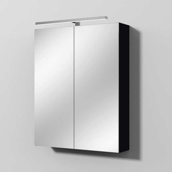 Sanipa Reflection Spiegelschrank MILLA 60 mit LED-Aufsatzleuchte, Schwarz-Matt, SD14008