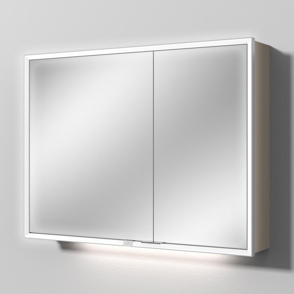 Sanipa Reflection Spiegelschrank MILO 100 mit LED-Beleuchtung, Sandgrau-Matt, AU03467
