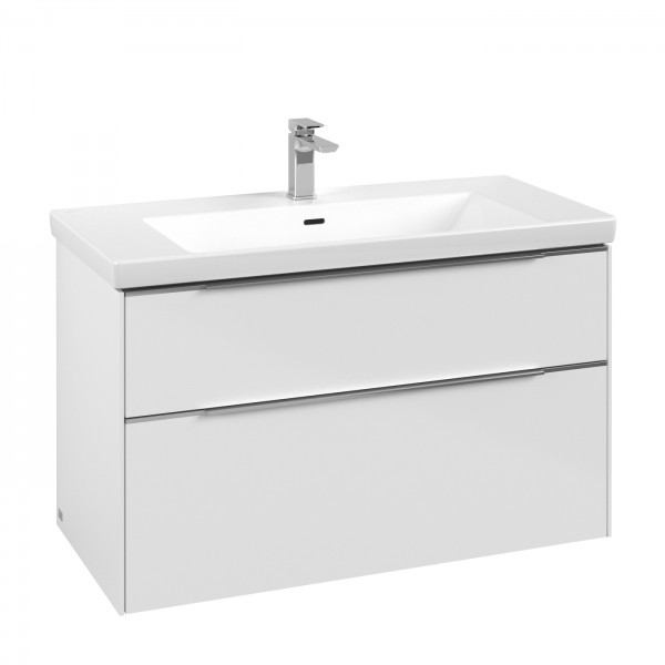 Villeroy & Boch Subway 3.0 Waschbeckenunterschrank, 2 Auszüge, 973 x 579 x 462 mm, Brilliant White /