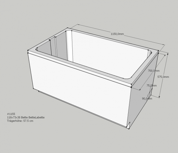 Neuesbad Wannenträger für Bette LaBette 118x73