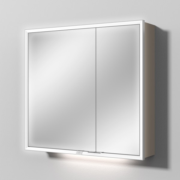 Sanipa Reflection Spiegelschrank MILO 80 mit LED-Beleuchtung, Sandgrau-Matt, AU03267
