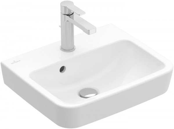 Villeroy & Boch Handwaschbecken O.novo 500x370mm Eckig 1HL. mit Überlauf Weiß Alpin, 43445001