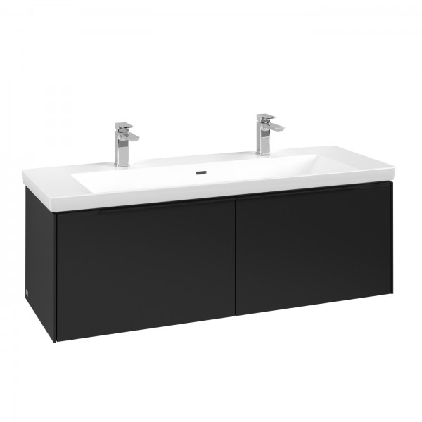 Villeroy & Boch Subway 3.0 Waschbeckenunterschrank, 2 Auszüge, 1272 x 432 x 462 mm, Volcano Black /