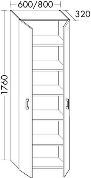 Burgbad Hochschrank Sys30 PG2 Echo 1760x600x320 Eiche Dekor Cashmere, HSKA060F2237