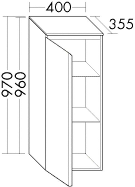 Burgbad Halbhoher Schrank Lin20 Melamin 970x400x355 Frassino Dekor Cappuccino, UHFG040RF5357