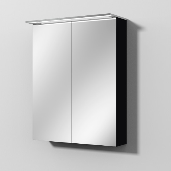Sanipa Reflection Spiegelschrank MALTE 60 mit LED-Aufsatzleuchte, Schwarz-Matt