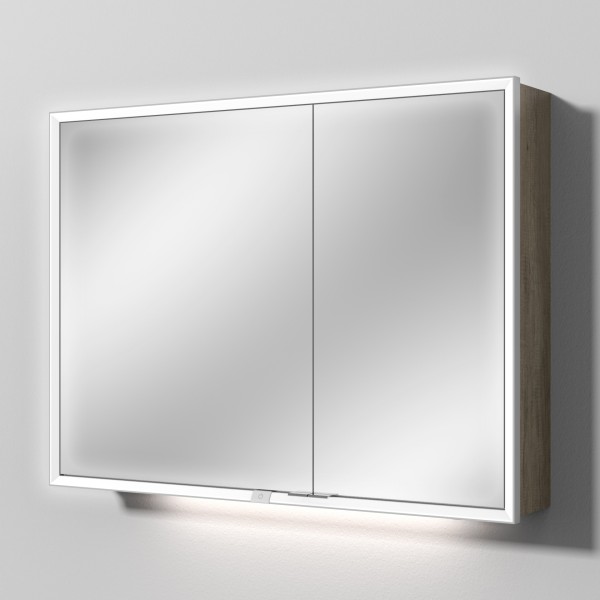 Sanipa Reflection Spiegelschrank MILO 100 mit LED-Beleuchtung, Eiche-Nebraska, AU03437