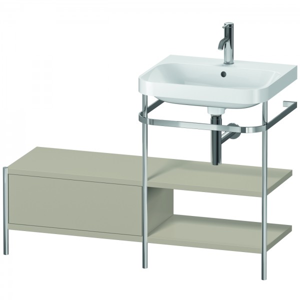 Duravit Happy D.2 Plus c-shaped Set mit Metallkonsole und Schubkasten Taupe Seidenmatt 1200x490x850